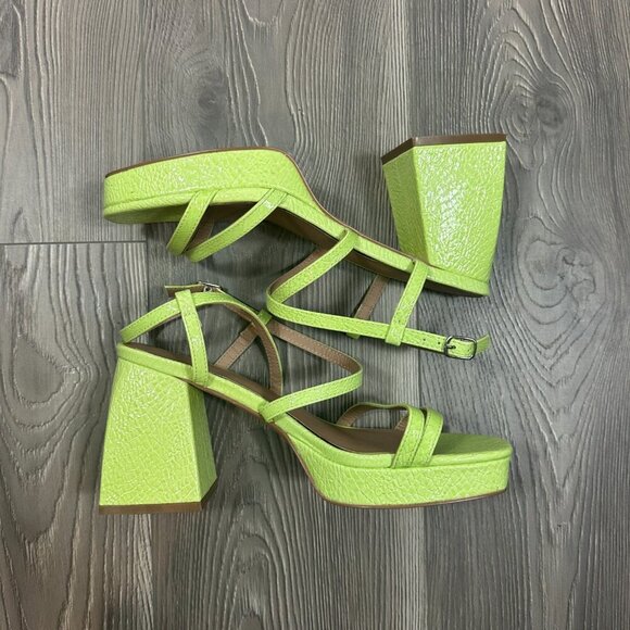 Urban Outfitters Green Strappy Platform Block Heel Sandals Women’s Size 8 - Picture 4 of 5